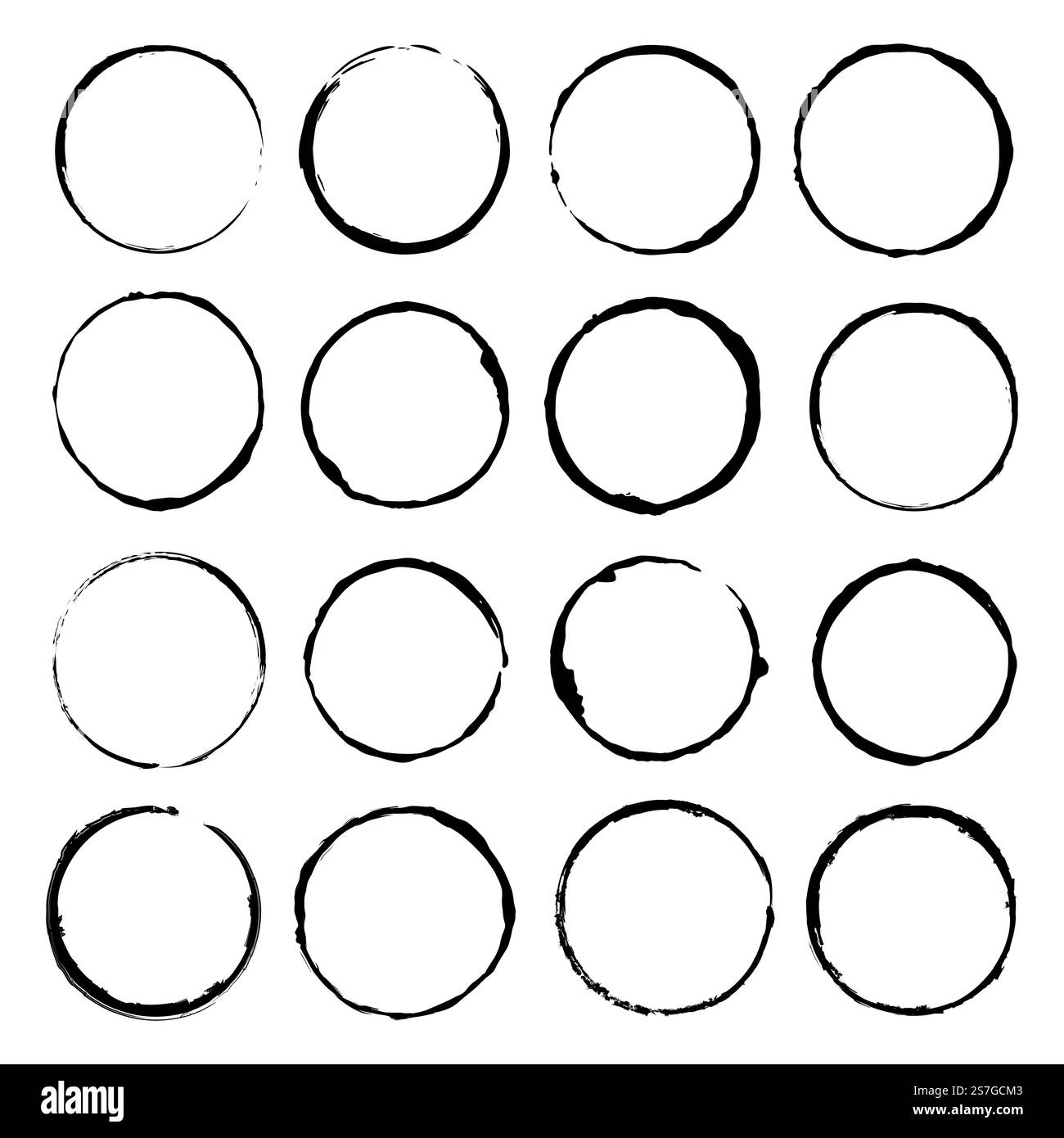 Vector set of grunge circle brush vector illustration Stock Vector ...