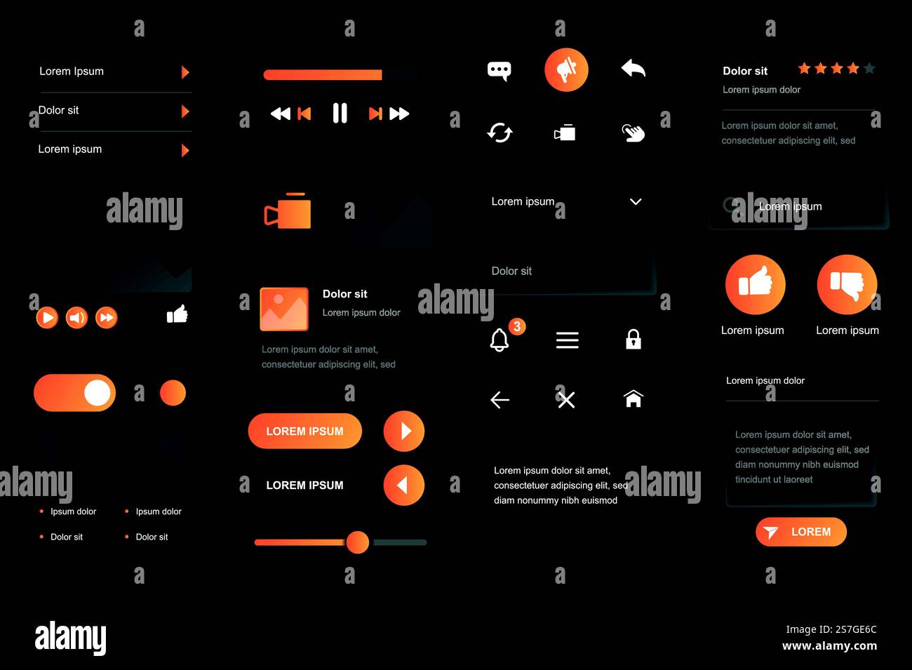 User interface elements for video tube mobile app. Live streaming ...