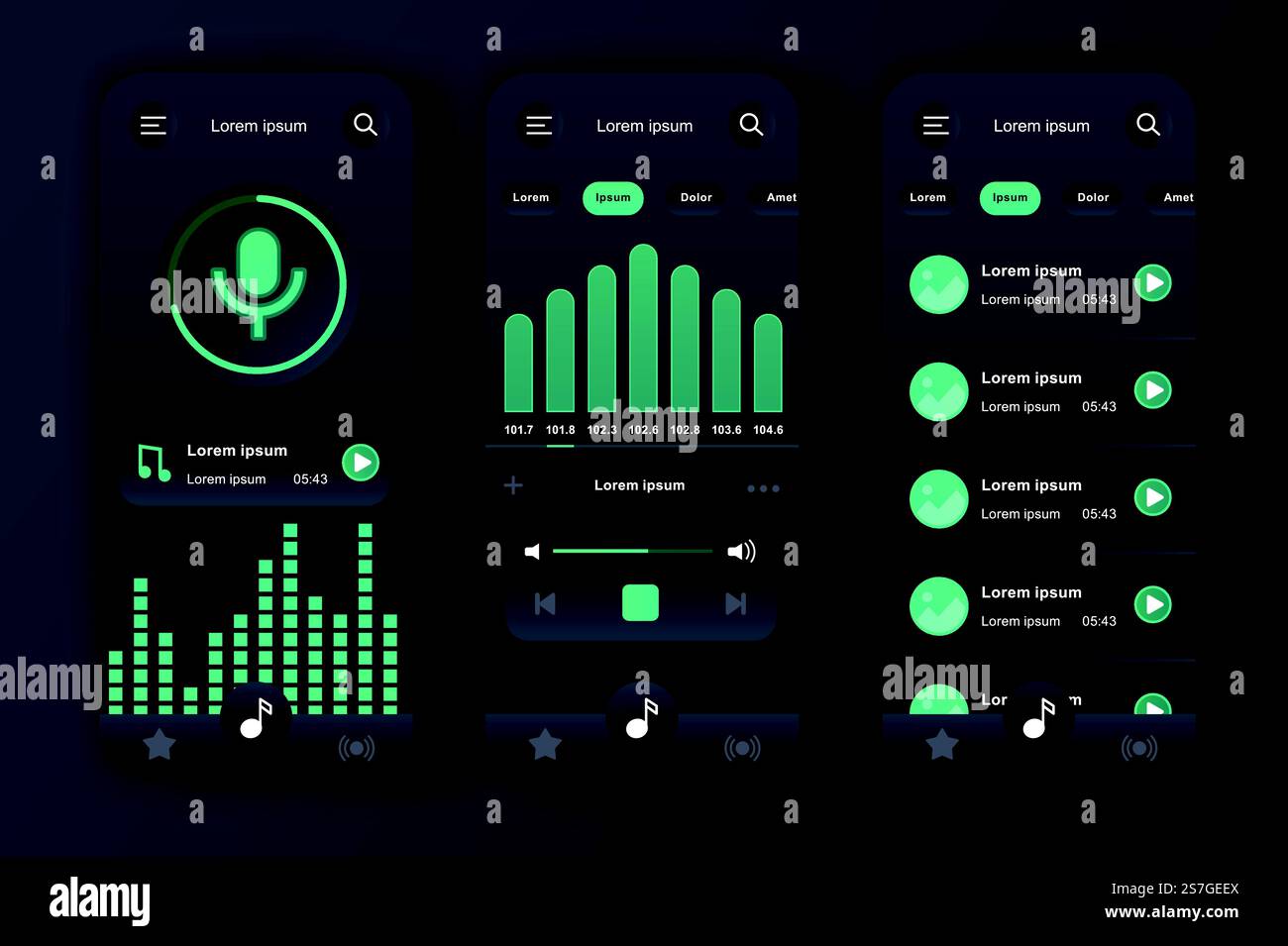 Music player unique neomorphic design kit. Music app with voice ...