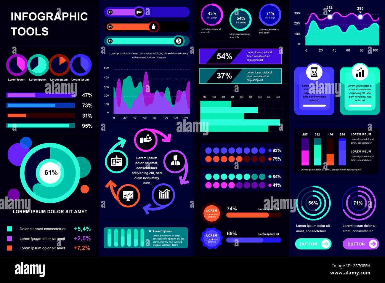Bundle infographic UI, UX, KIT elements. Different charts, diagrams ...