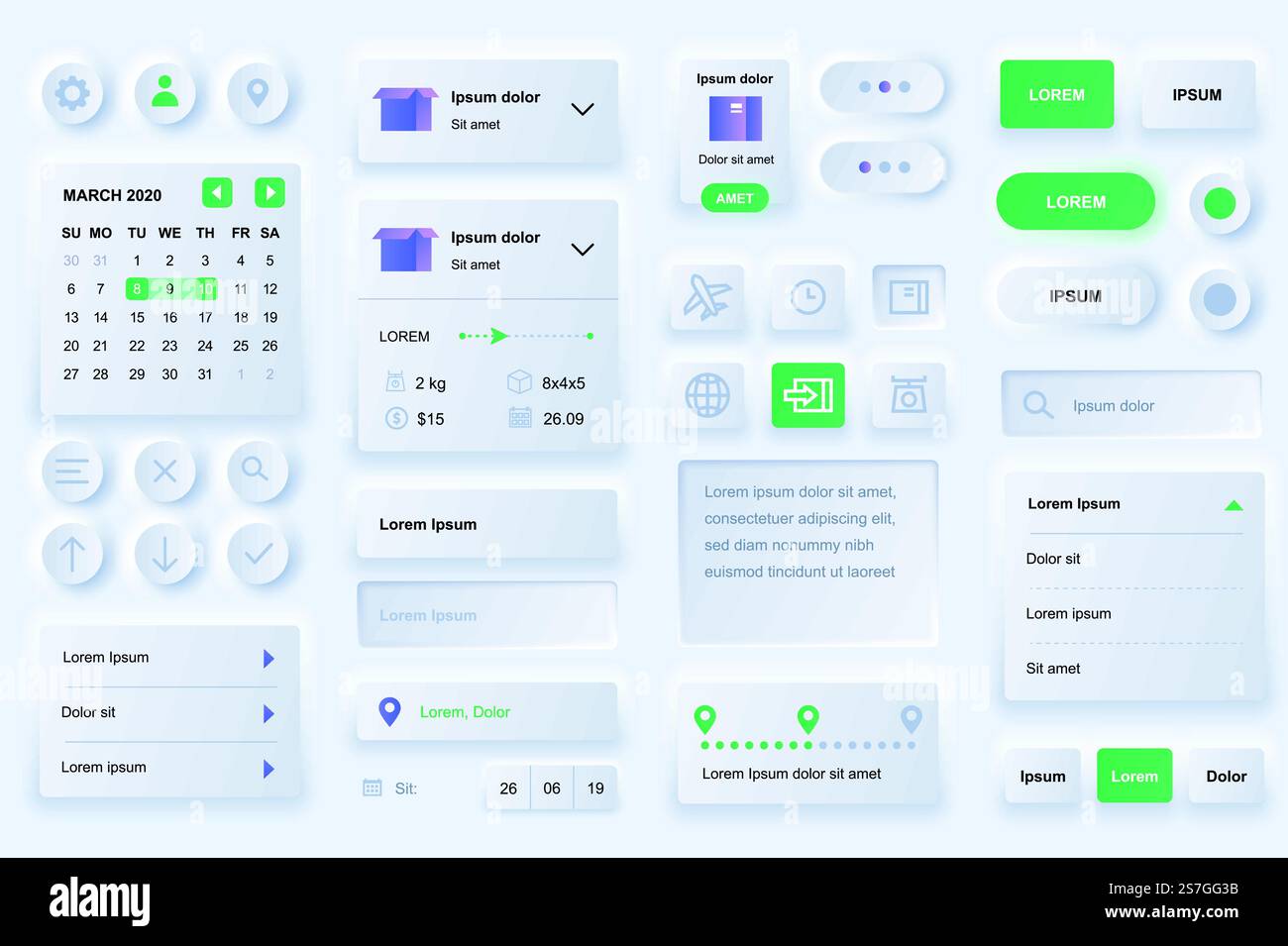 User interface elements for delivery mobile app. International express ...