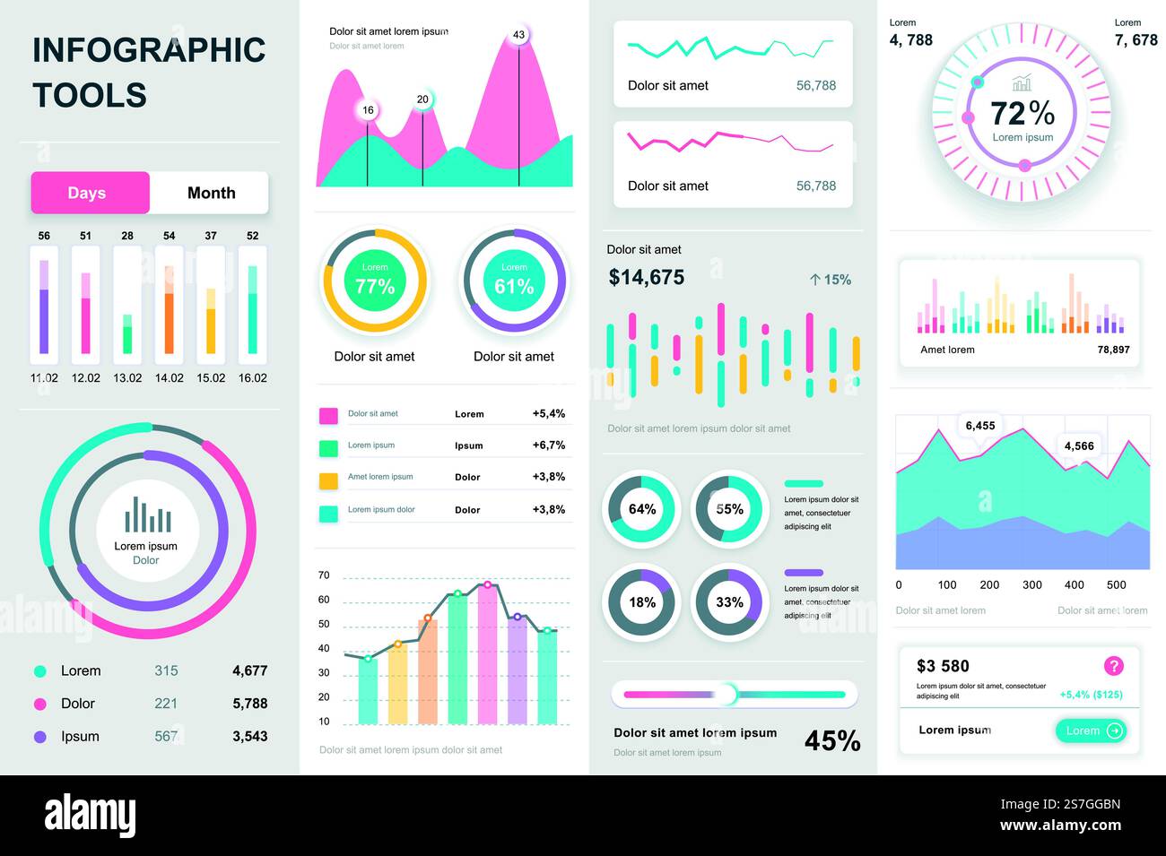 Bundle infographic UI, UX, KIT elements. Different charts, diagrams ...