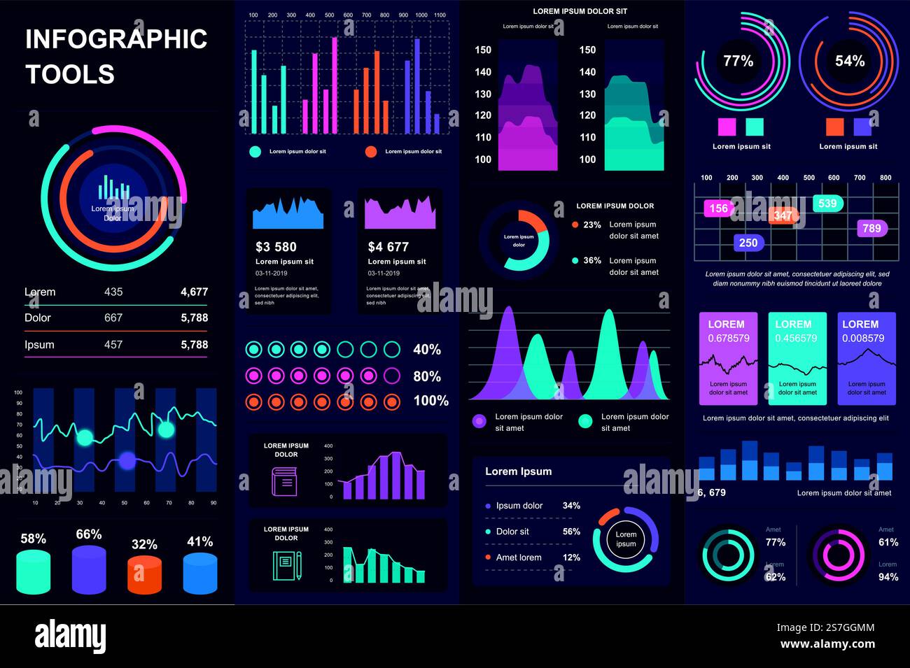 Bundle infographic UI, UX, KIT elements. Different charts, diagrams ...