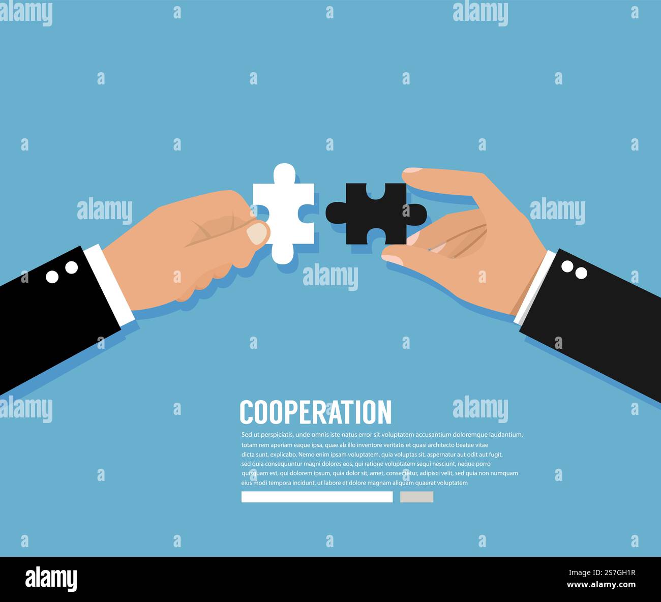 Hands putting puzzle pieces Stock Vector