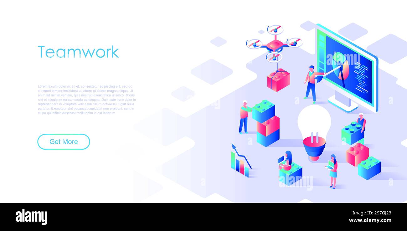 Modern flat design isometric concept of Teamwork for banner and website ...
