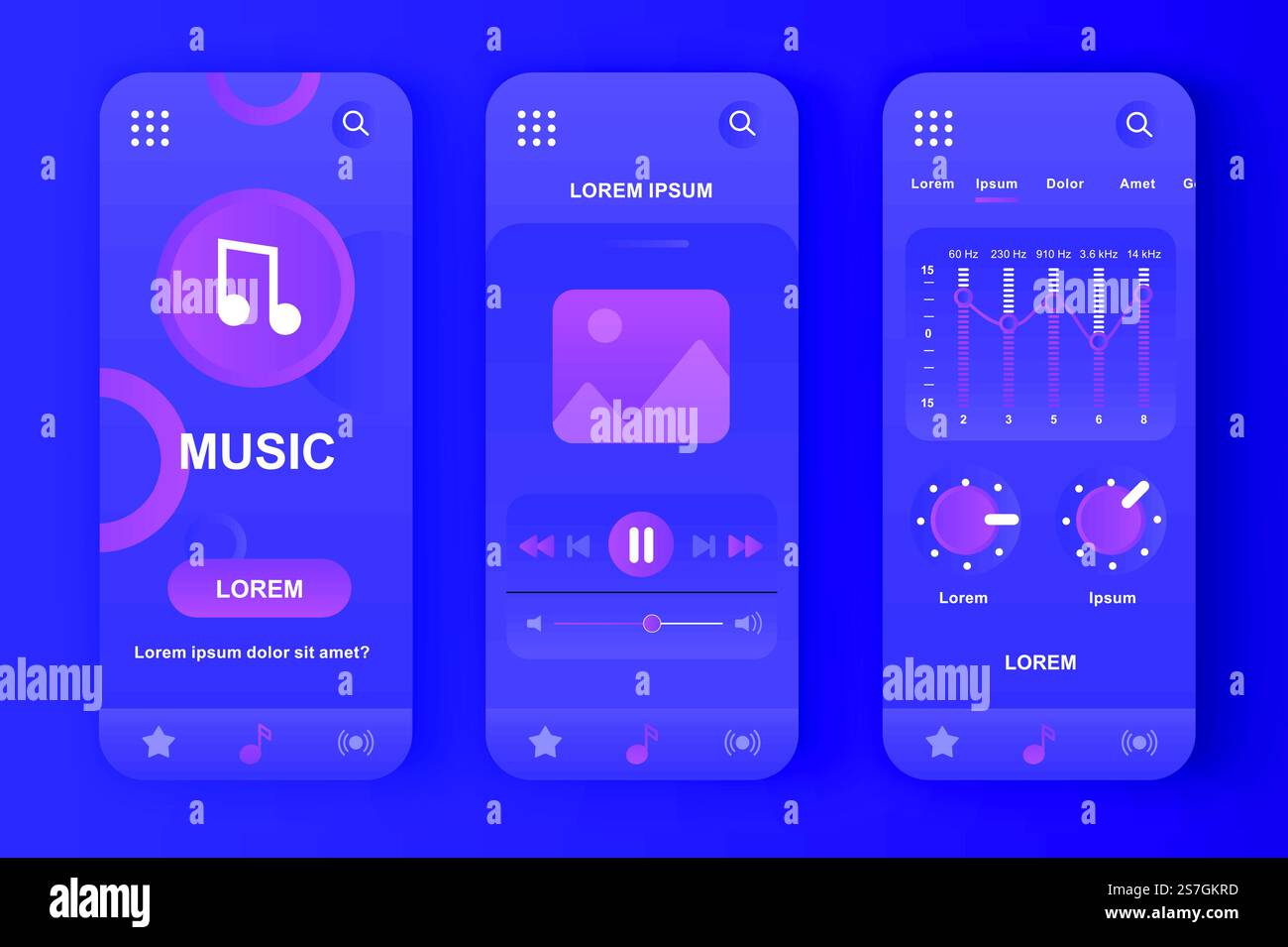 Music player unique neomorphic purple design kit for. Audio app with ...
