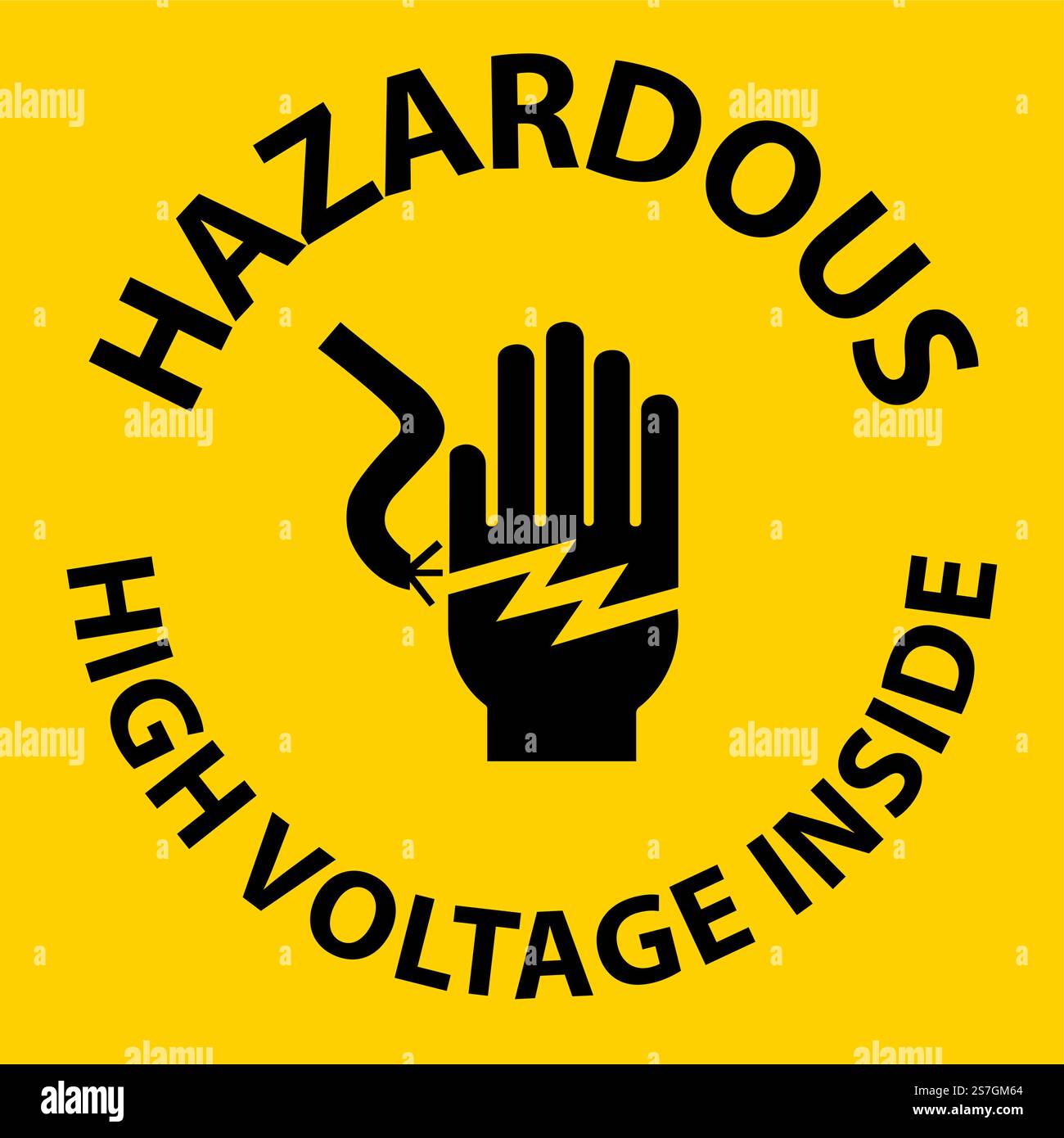 Hazardous High Voltage Inside Sign On White Background Stock Vector