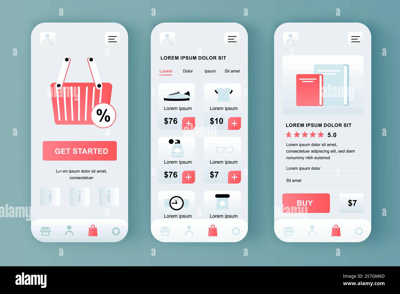 Online shopping unique neomorphic design kit for app. Shopping platform ...