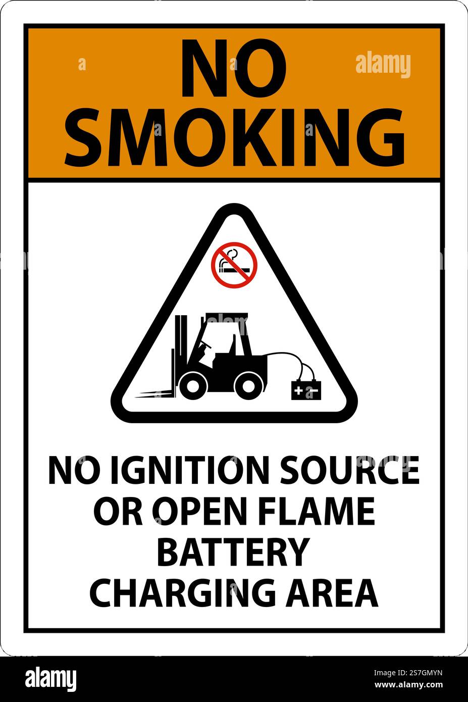 No Smoking Sign No Ignition Source Or Open Flame, Battery Charging Area Stock Vector