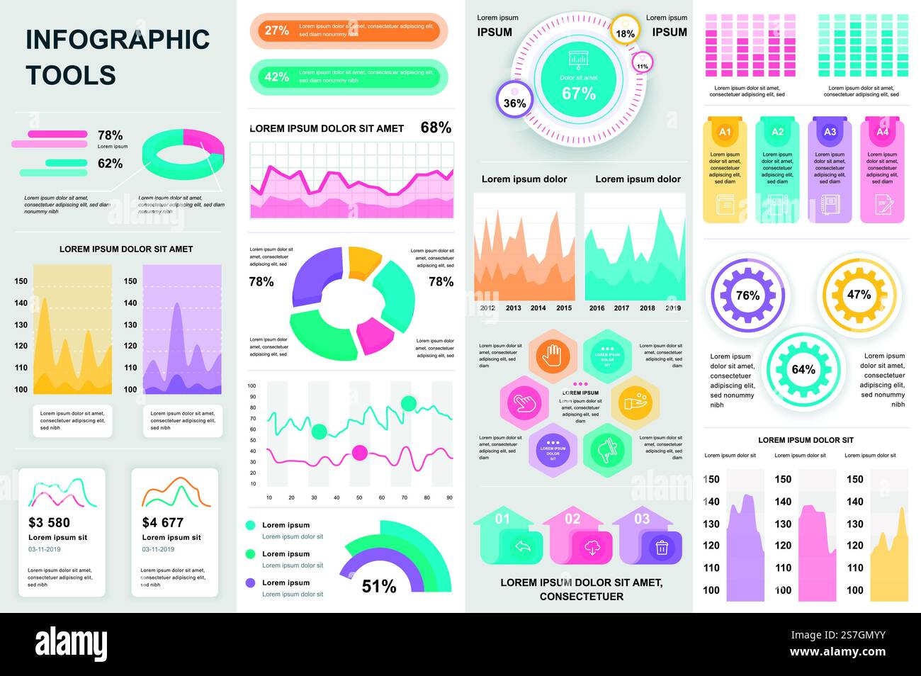 Bundle infographic UI, UX, KIT elements. Different charts, diagrams ...