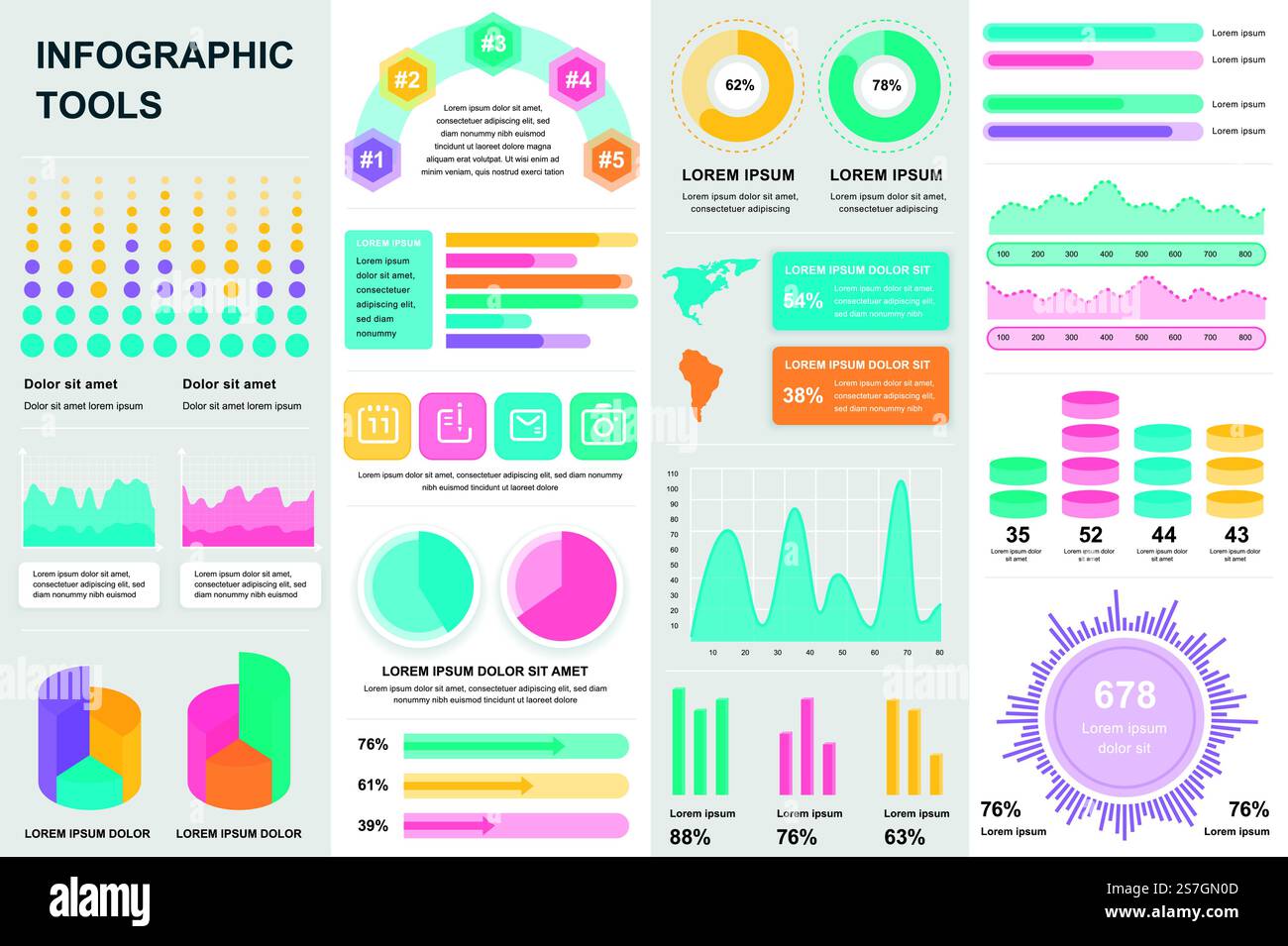Bundle infographic UI, UX, KIT elements. Different charts, diagrams ...