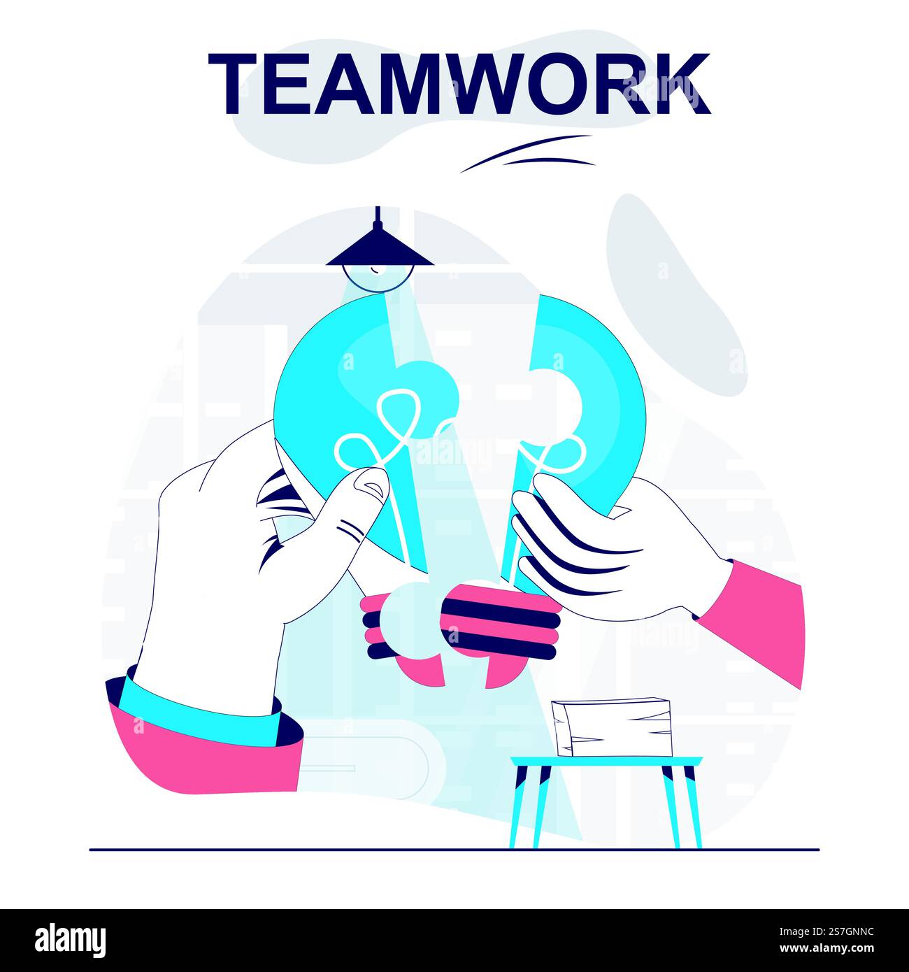 Teamwork isolated cartoon concept. Generation new ideas, business ...