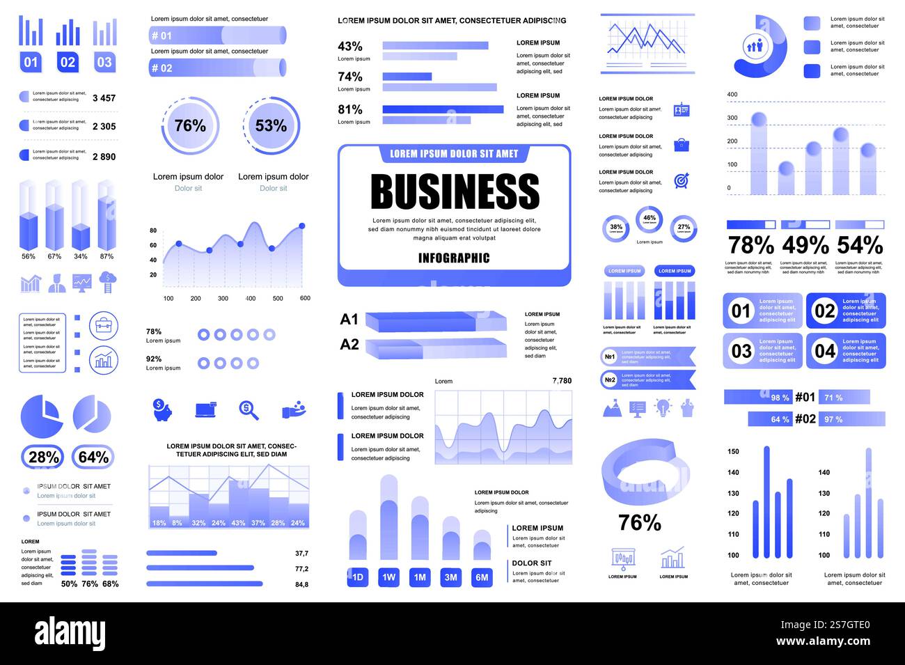 Bundle business and finance infographic UI, UX, KIT elements. Different ...