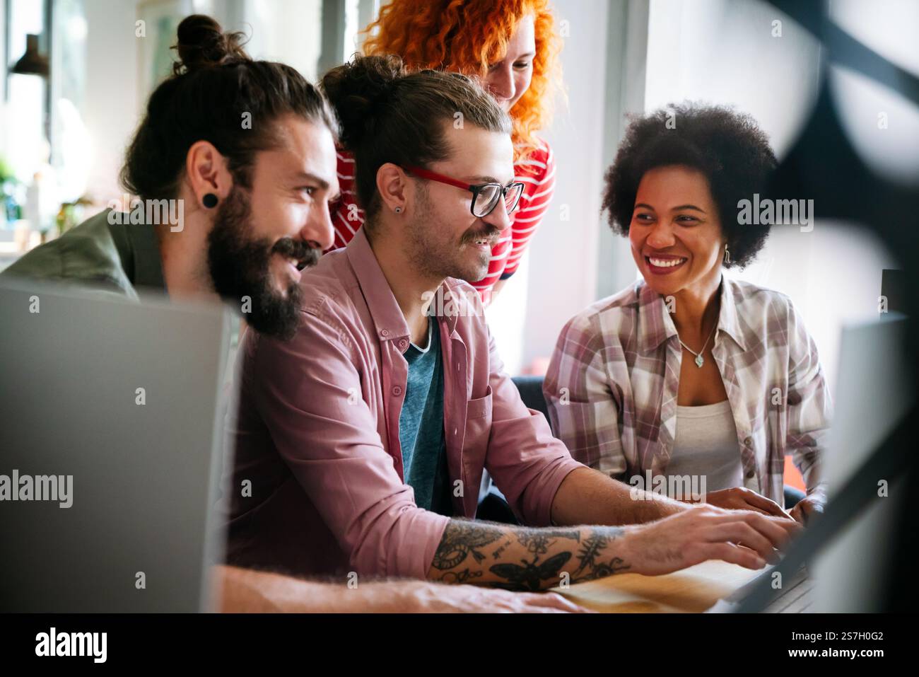 Software engineers working on project and programming in company. Startup business teamwork concept Stock Photo