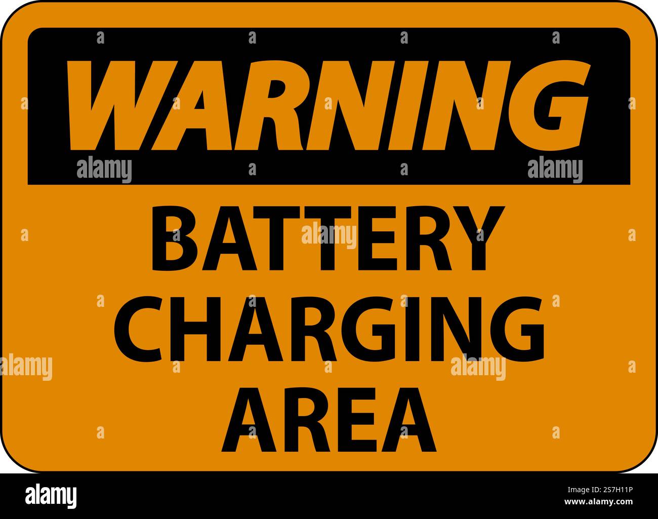 Warning Sign Battery Charging Area On White Background Stock Vector ...