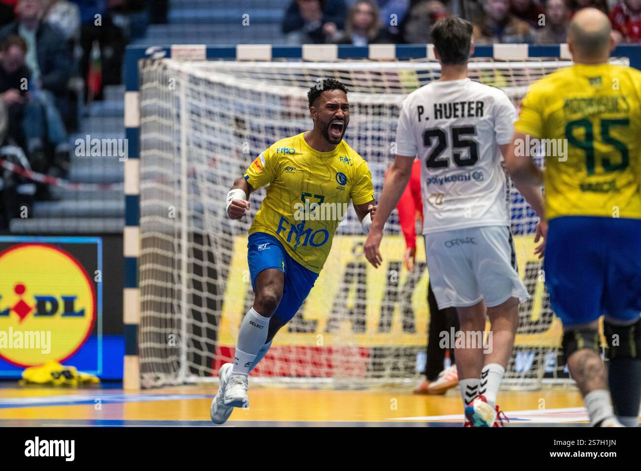 250119 Vincios Angelo Lima de Carvalho of Brazil celebrates during the