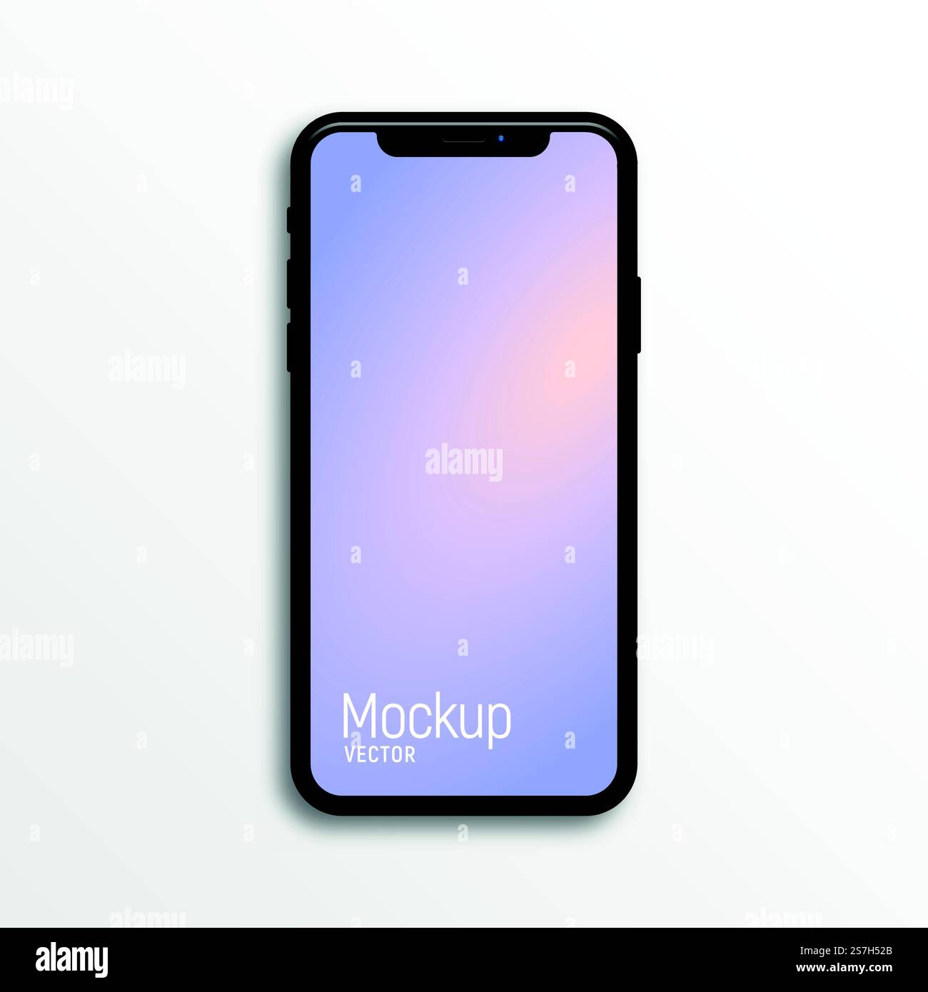 Mockup vector on frameless smartphone screen isolated on white ...