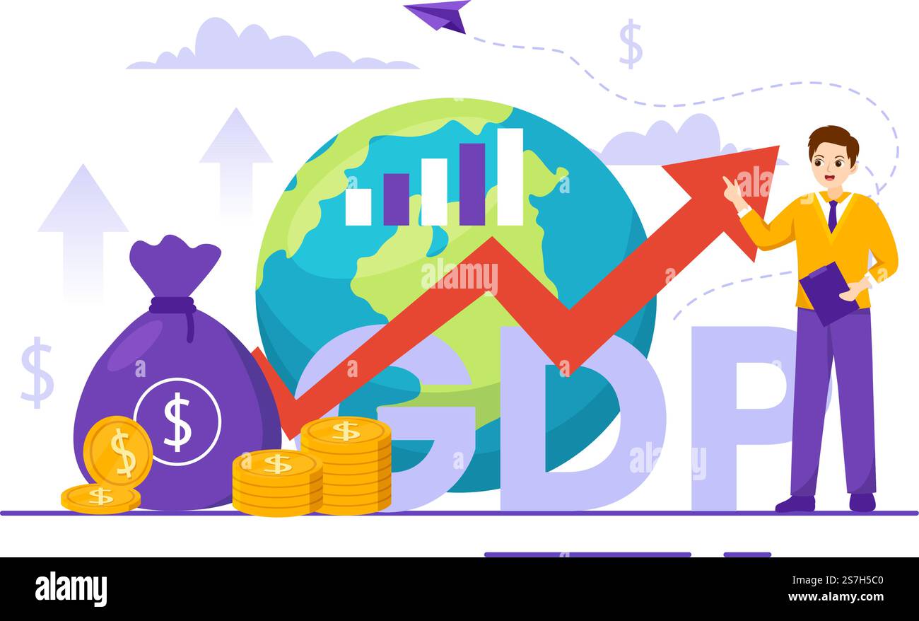 GDP or Gross Domestic Product Vector Illustration with Economic Growth ...