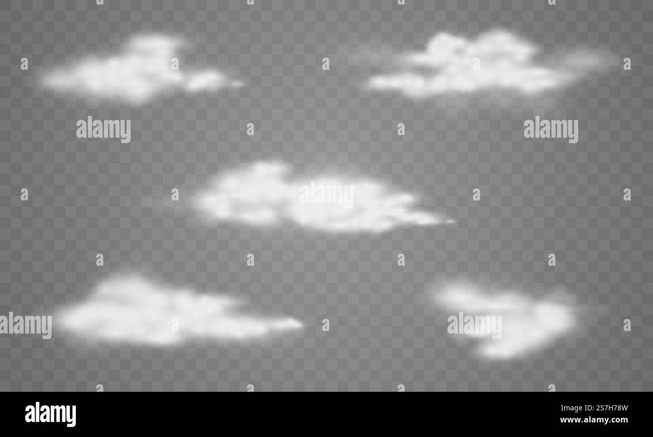 set cloud isolated on the transparent background Stock Vector Image ...
