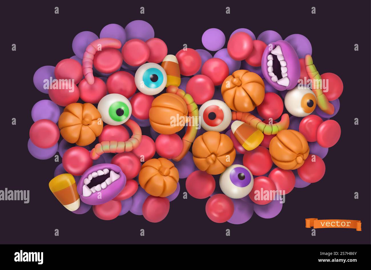 Halloween candy. 3d vector cartoon background Stock Vector Image & Art ...