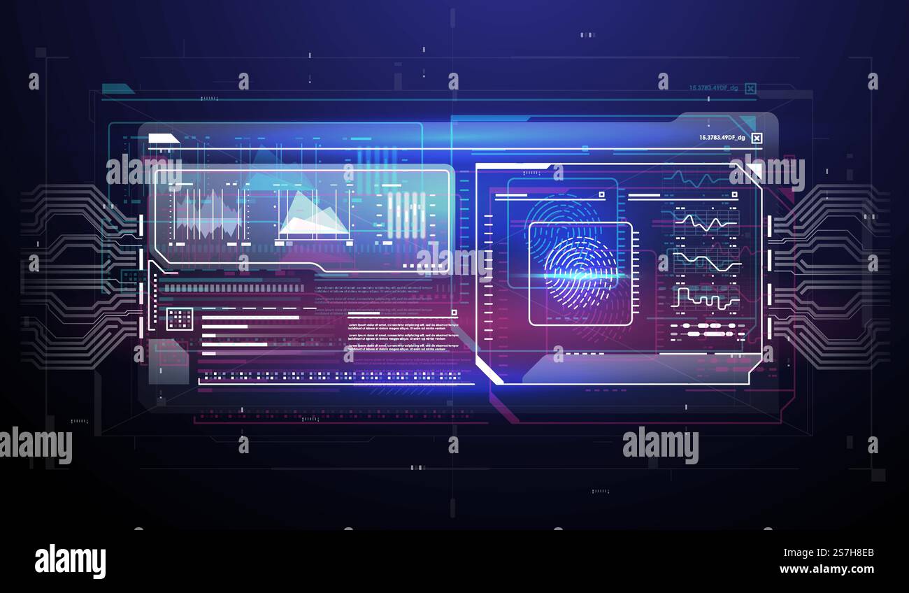 Finger Scan in Futuristic Style. Biometric id with Futuristic HUD ...