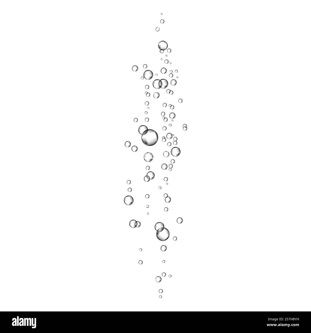 Underwater fizzing air bubbles stream on white  background. Oxygen  in water, sea, aquarium. Soda pop.  Fizzy drink. Undersea vector texture. Stock Vector