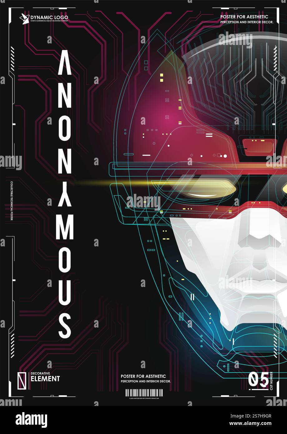 Robot or human Head enhancement. Machine learning and cyber mind domination concept. AI with Digital Face is learning processing big data, analysis information. Stock Vector