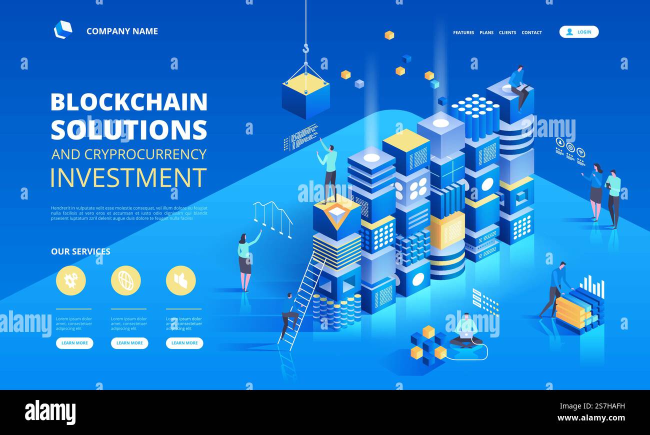 Cryptocurrency and blockchain isometric composition on blue platform with  integrated circuit and miners near equipment vector illustration Stock  Vector Image & Art - Alamy