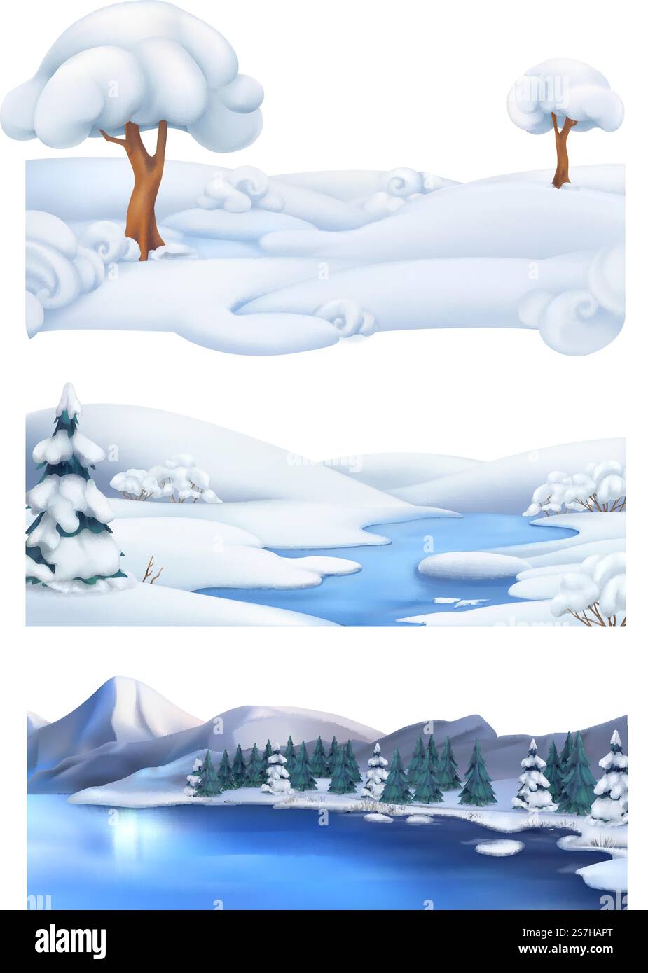 Christmas background. Winter landscape. 3d vector banner set Stock ...