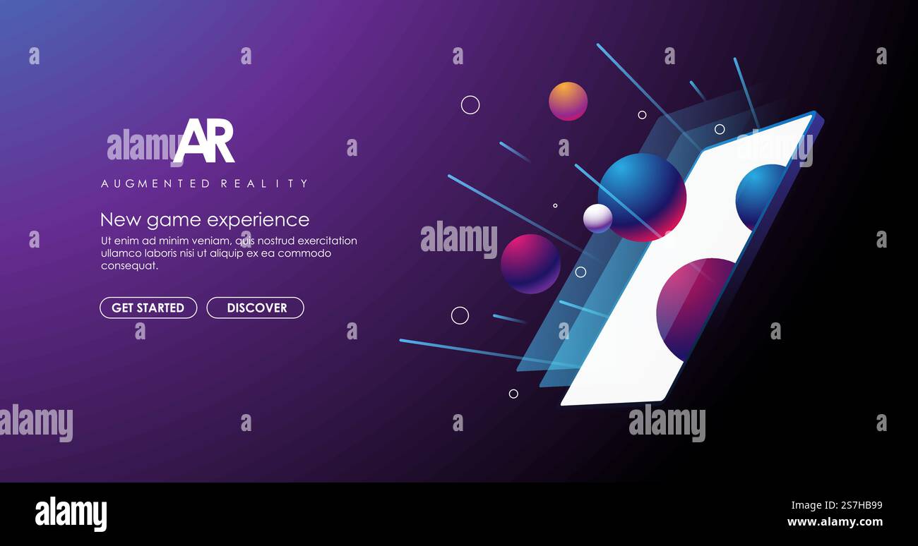 AR layout with abstract smartphone. Modern template for web and print ...
