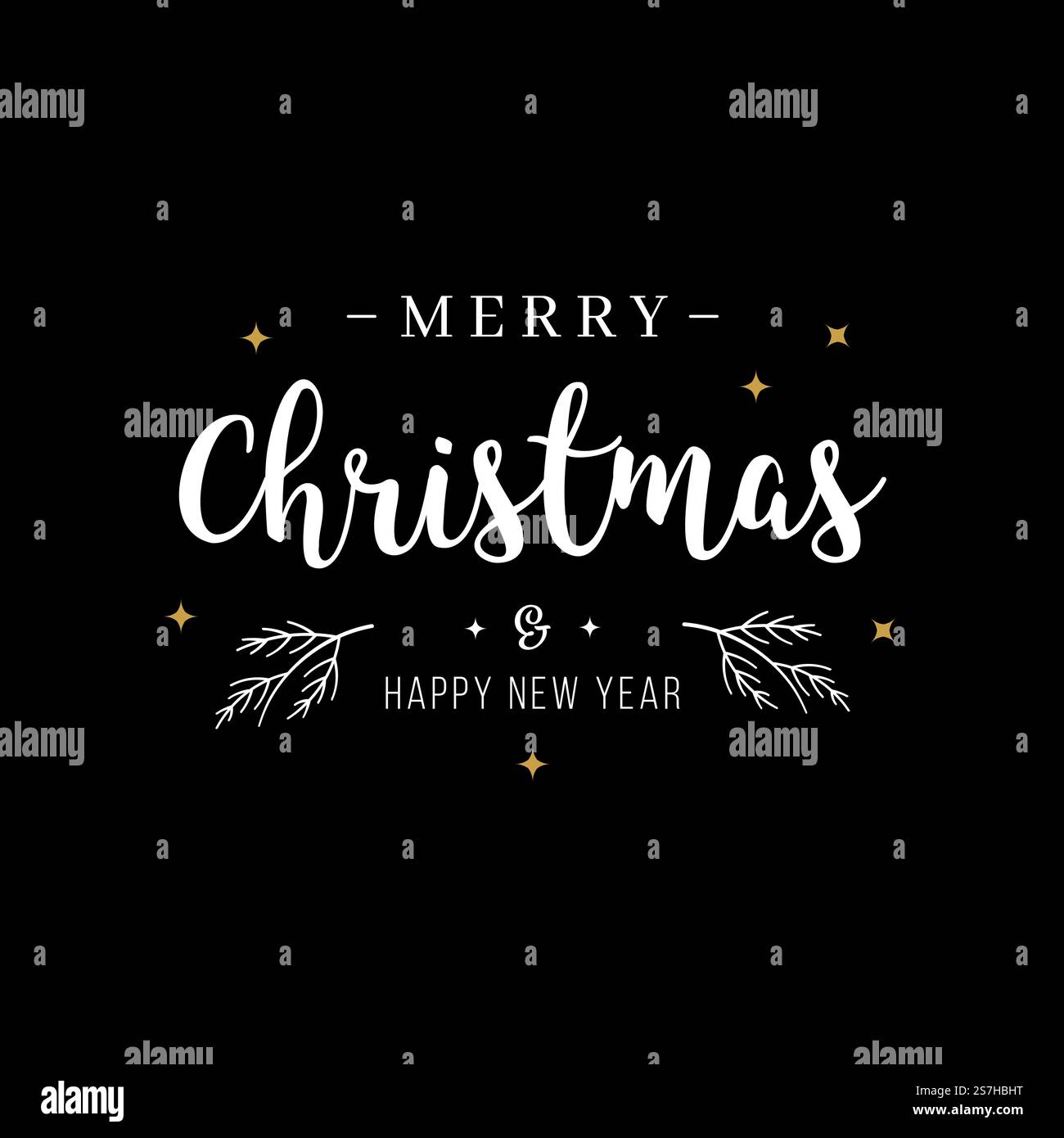 Merry Christmas greeting text lettering black background Stock Vector ...
