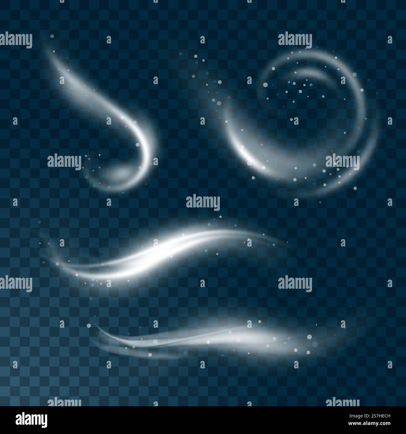 Realistic set of high detailed wind or dust cloud isolated on ...