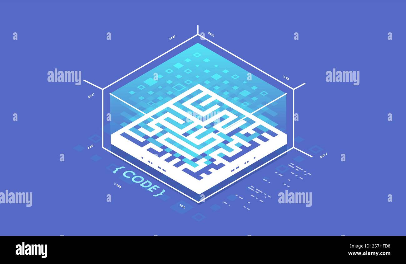 Data visualization concept. Big data flow processing concept, cloud database, isometric vector illustration. Stock Vector
