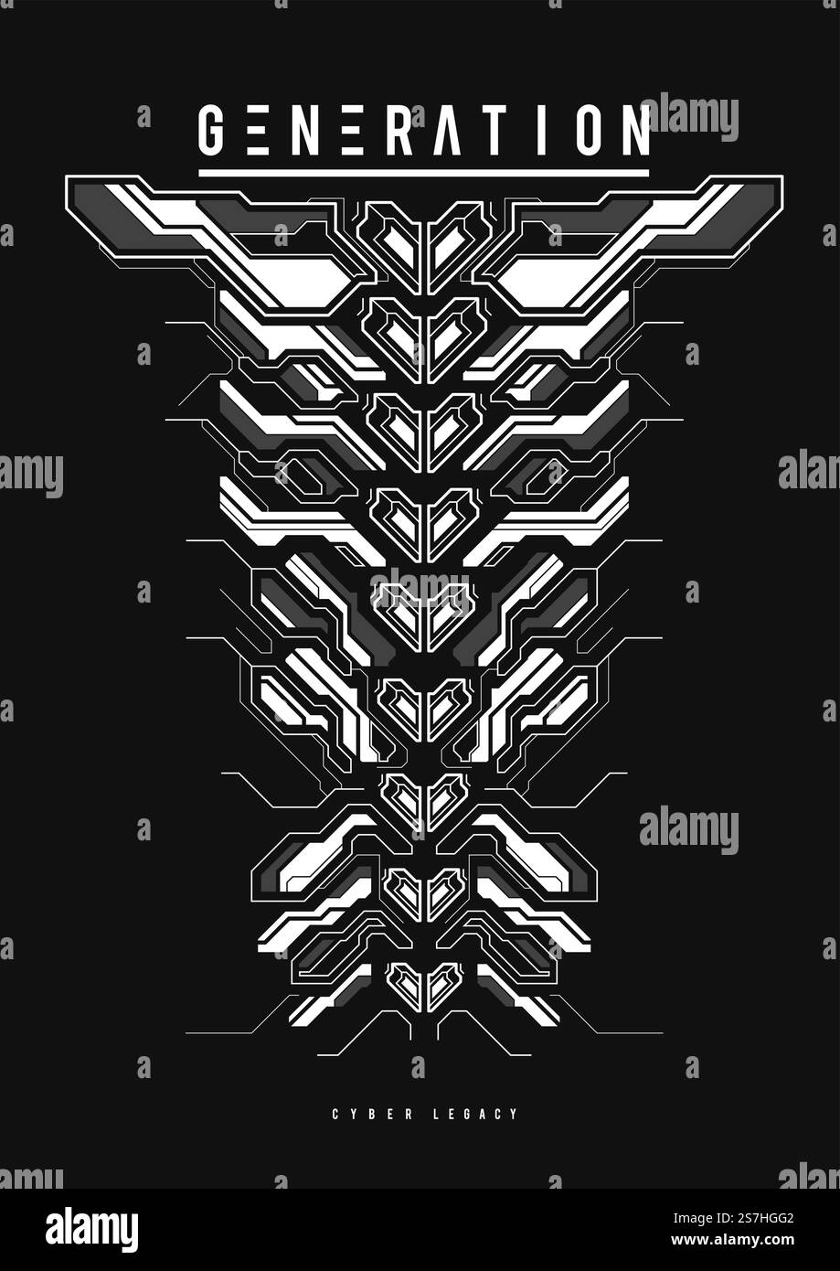 Cyberpunk futuristic poster. Tech Abstract poster template with HUD ...