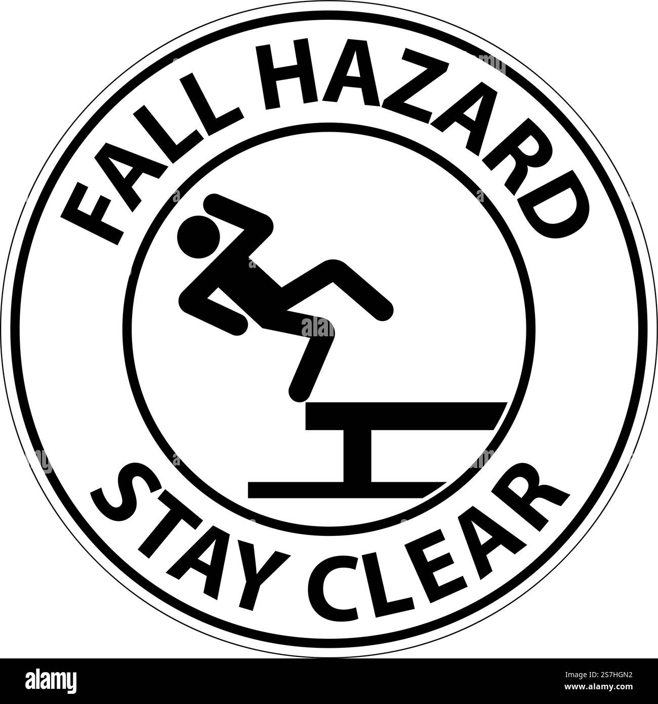 Fall Hazard Stay Clear Sign On White Background Stock Vector