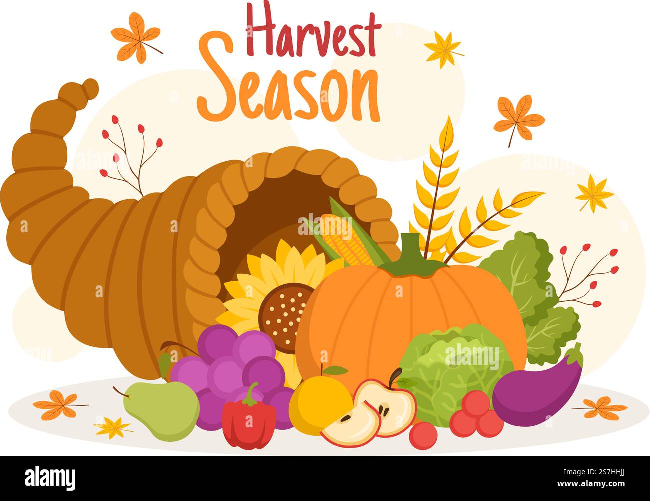 Harvest Season Vector Illustration with Autumn of Pumpkins and Seasonal ...
