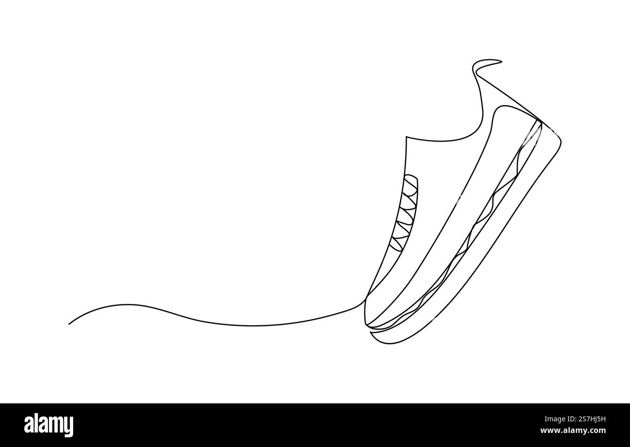 Continuous one line drawing of sneakers Sports shoes in a minimalist ...