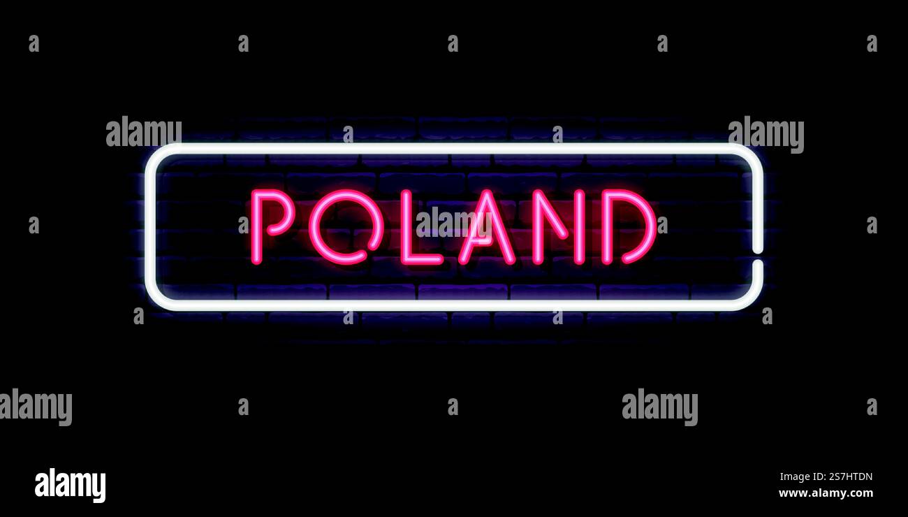 Poland neon sign. Bright light signboard. Vector banner Stock Vector ...