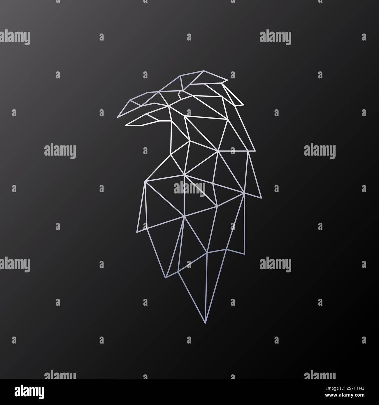 Polygonal design of Raven bird. Geometric raven silhouette on dark ...