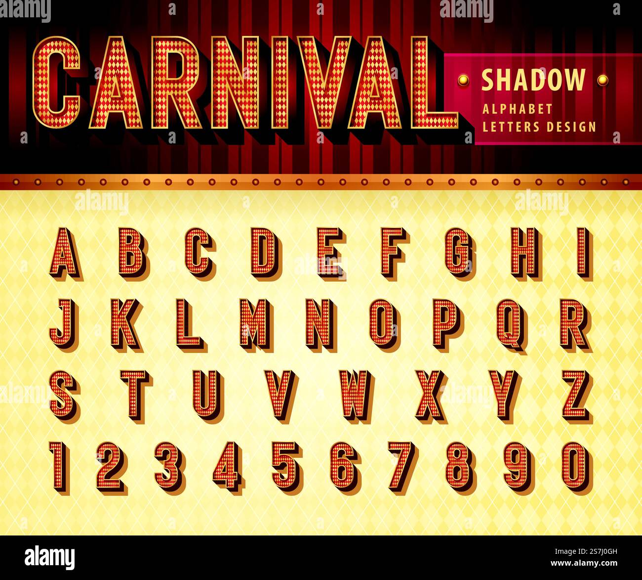 Vintage Circus Alphabet Letters and numbers, Carnival circus funfair ...
