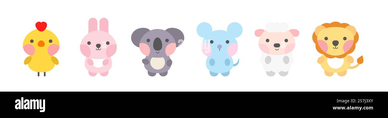 Cute animal collection childish style Stock Vector Image & Art - Alamy
