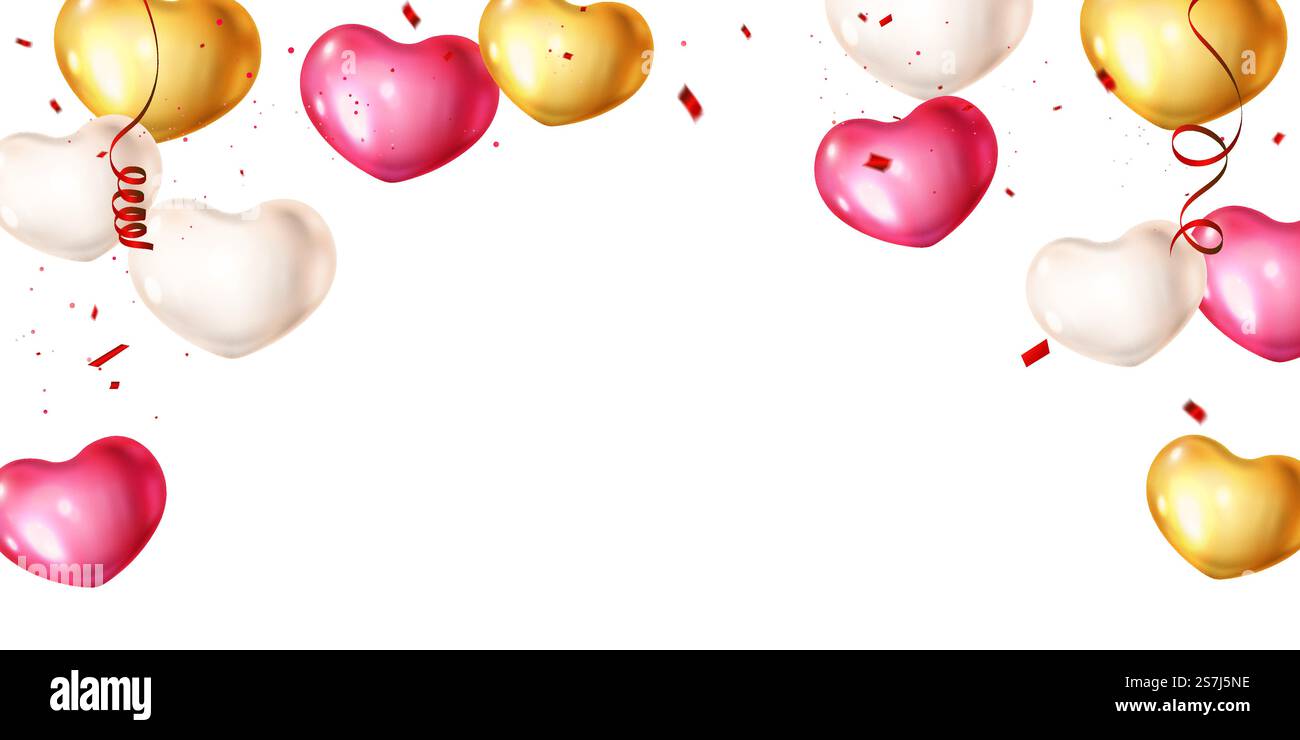 heart balloons and confetti concept design template holiday Happy ...