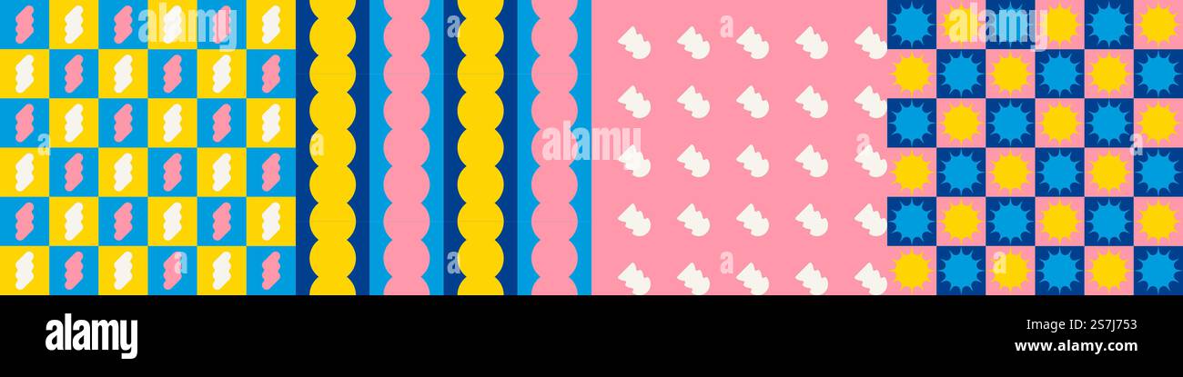 Seamless geometric pattern collection. Stock Vector