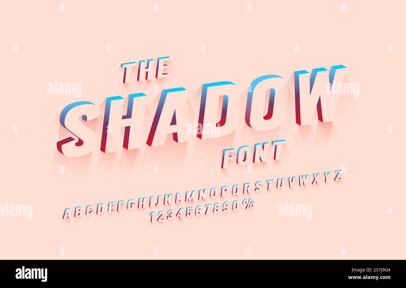 Shadow Letters Numbers Shadow font set collection, letters and numbers symbol. Vector ...
