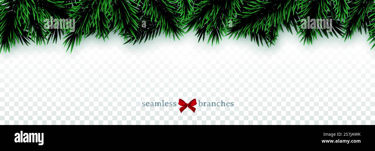 Horizontal border with fir tree branches. Realistic Christmas spruce ...