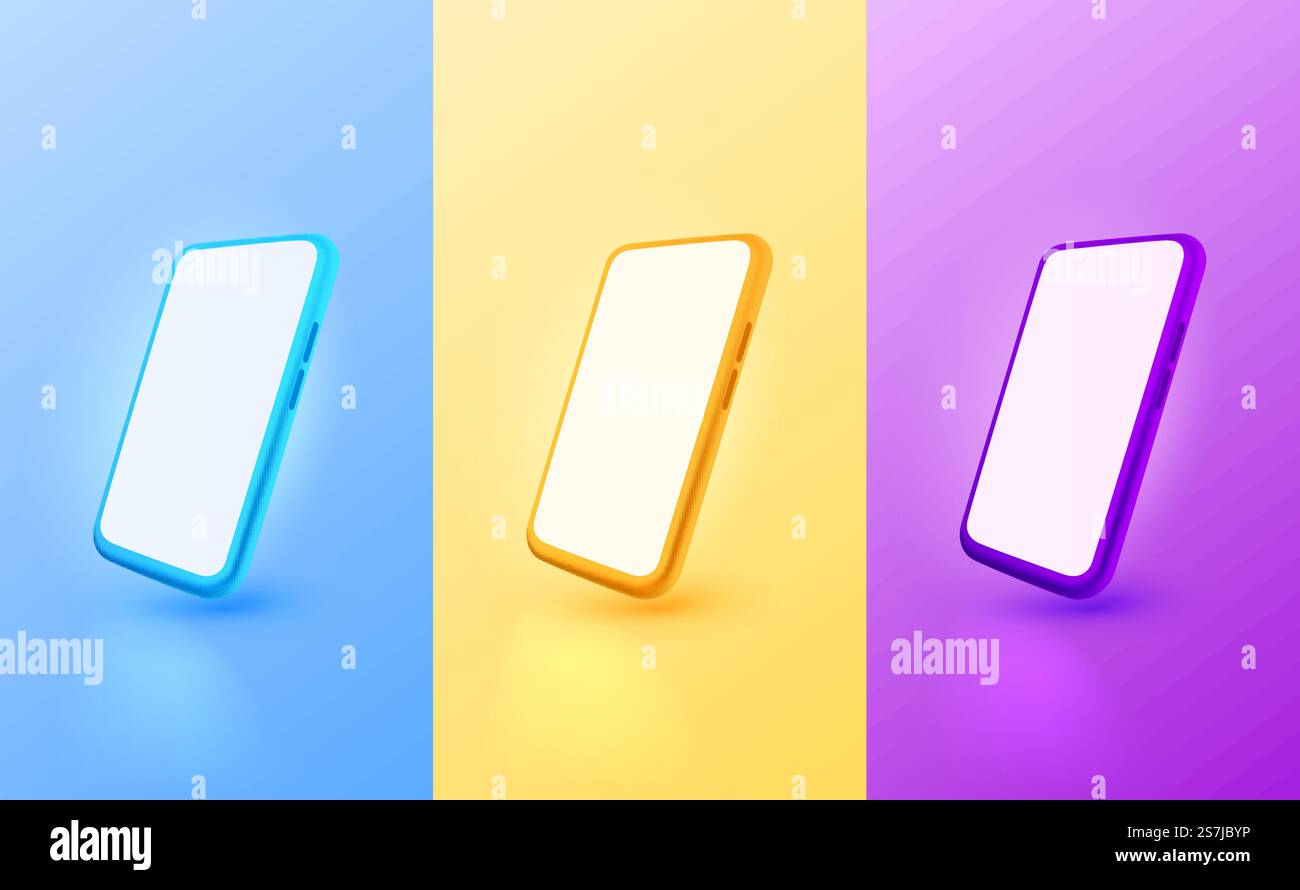 Smartphone color mobile screen, technology mobile display light. Vector illustration. Smartphone color mobile screen, technology mobile display light. Vector Stock Vector