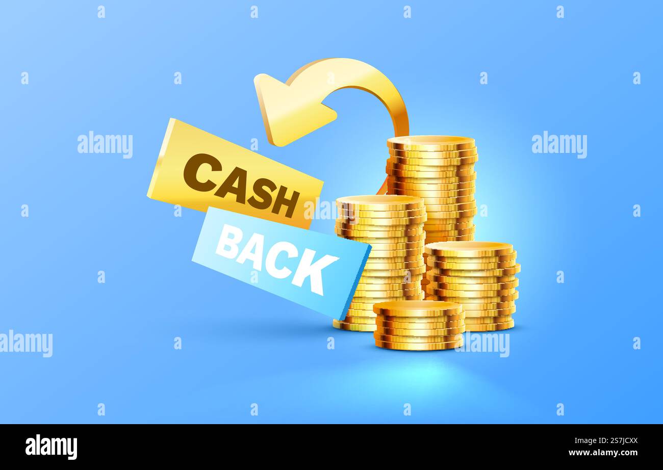 Cash back service, financial payment label. Vector illustration. Cash ...
