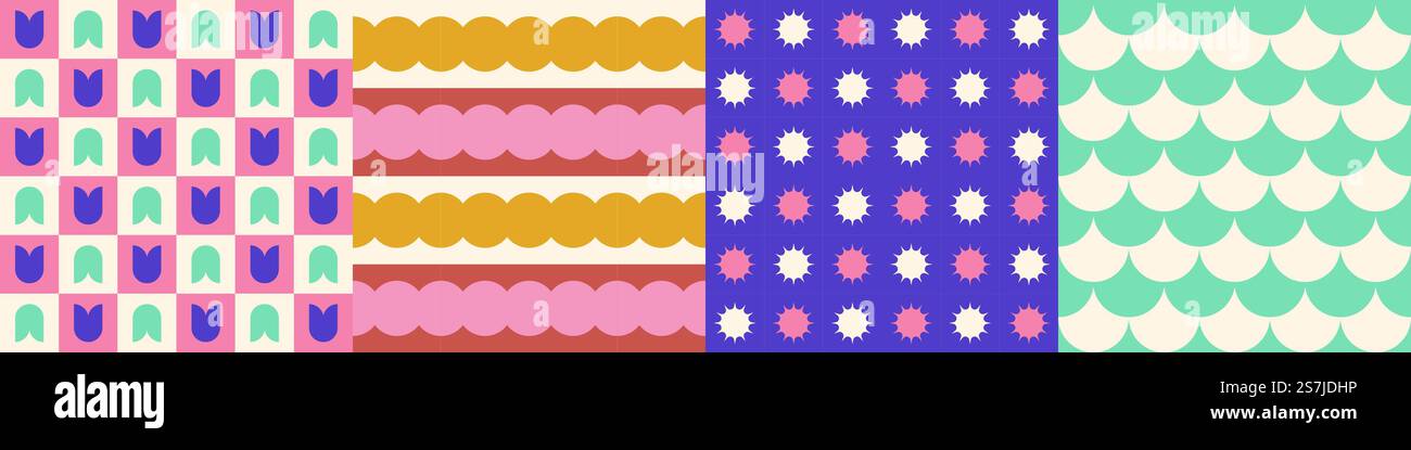 Seamless geometric pattern collection. Stock Vector