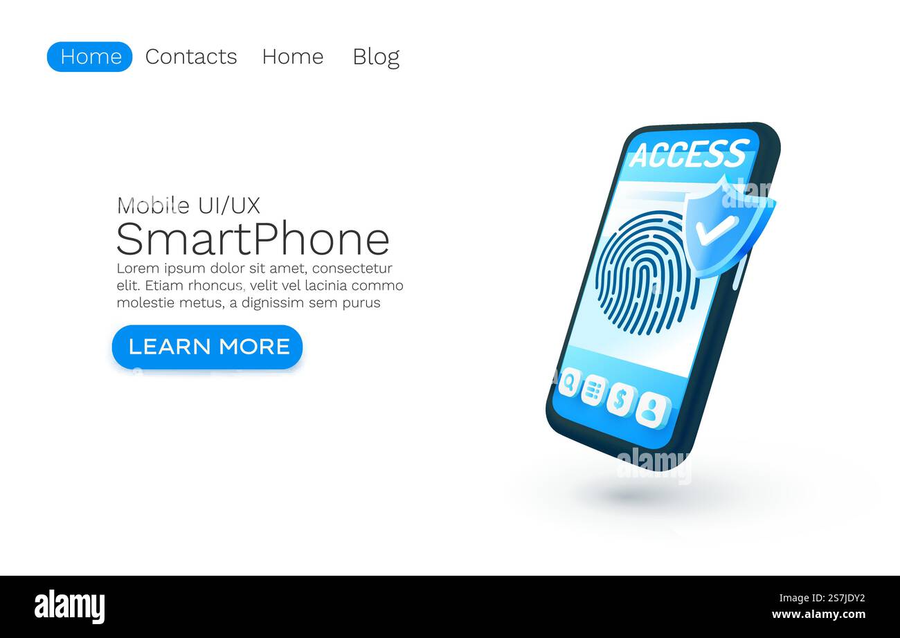 Smartphone Login app banner concept, place for text, access online ...
