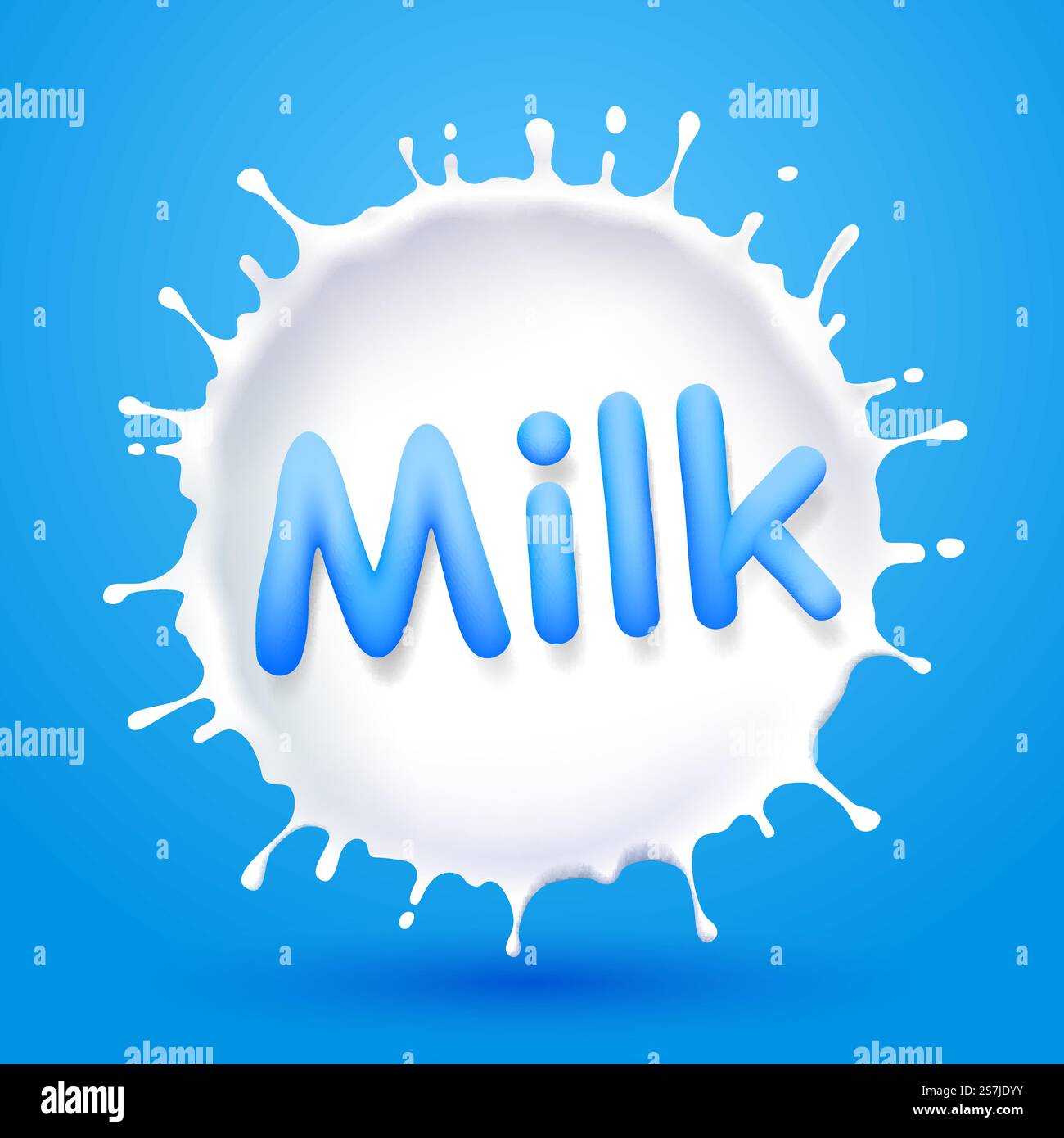 Splashing milk in the form of a circle on a blue background . Vector ...